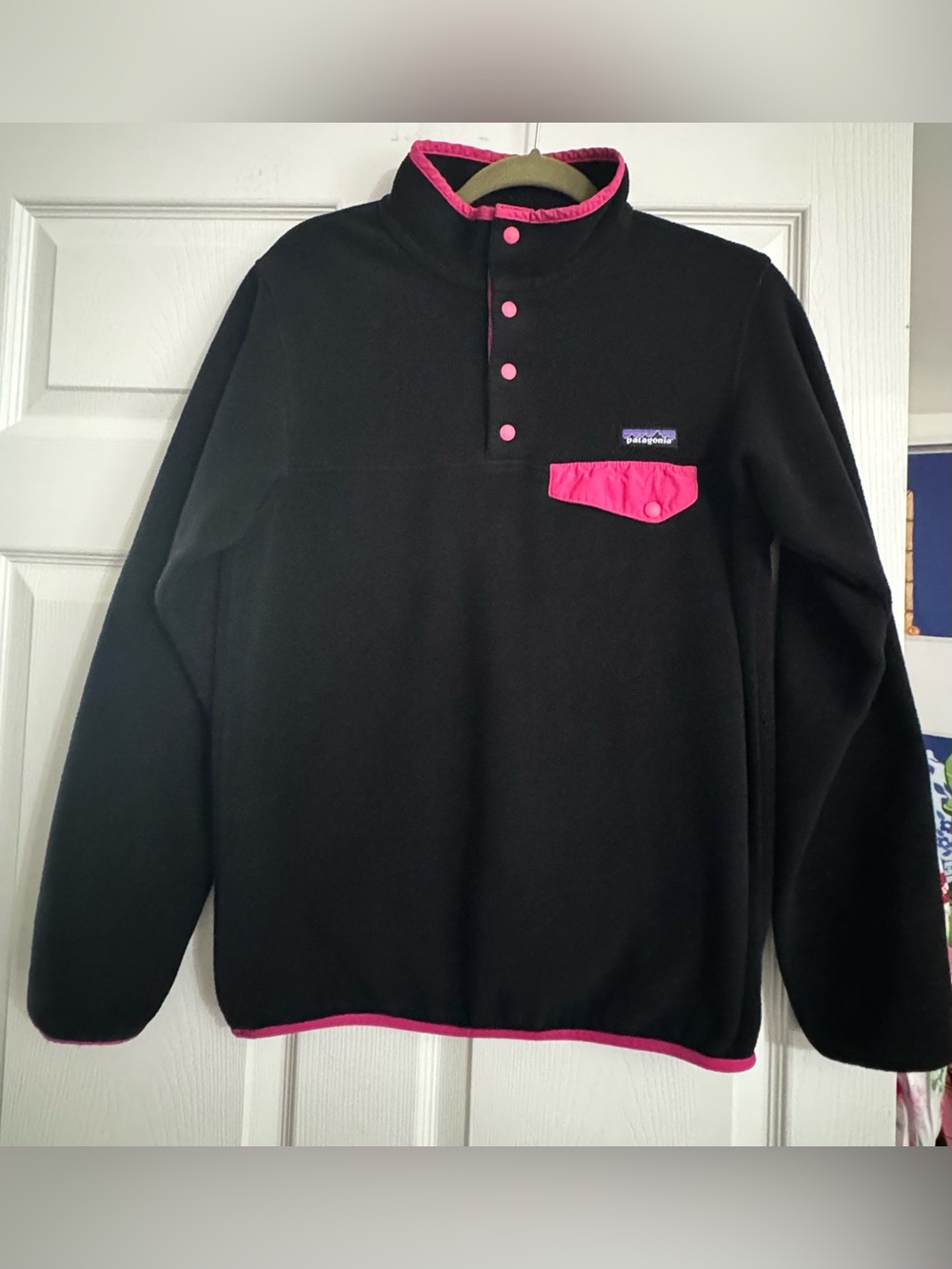 Patagonia Synchilla Snap-T Fleece Black Pink Women’s S FA14 Retro